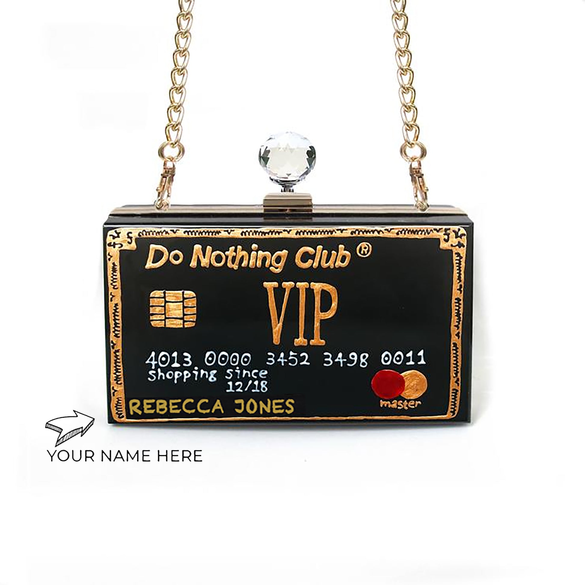 Personalized Brick Design Clutch With Name & Message Card Black